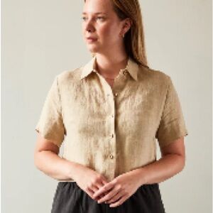 7115 by szeki tan linen cropped shirt
